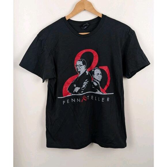 Penn & Teller Medium Shirt Black T-shirt M Red Tour Merch - Picture 1 of 2